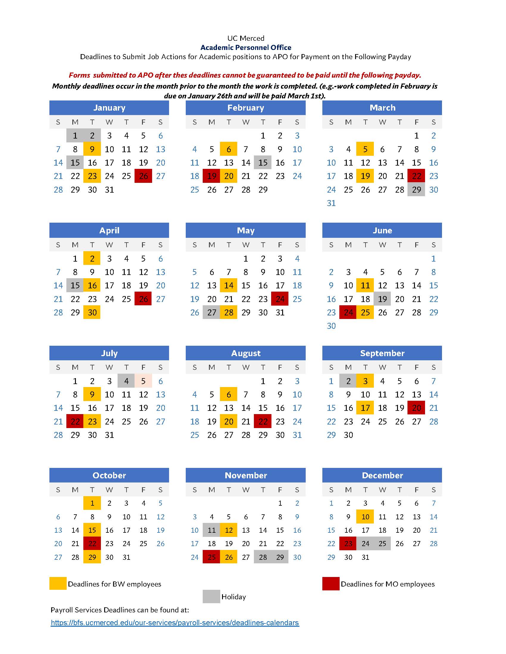 Academic Personnel Payroll Deadlines | Academic Personnel Office Academic Personnel Payroll Deadlines | Academic Personnel Office